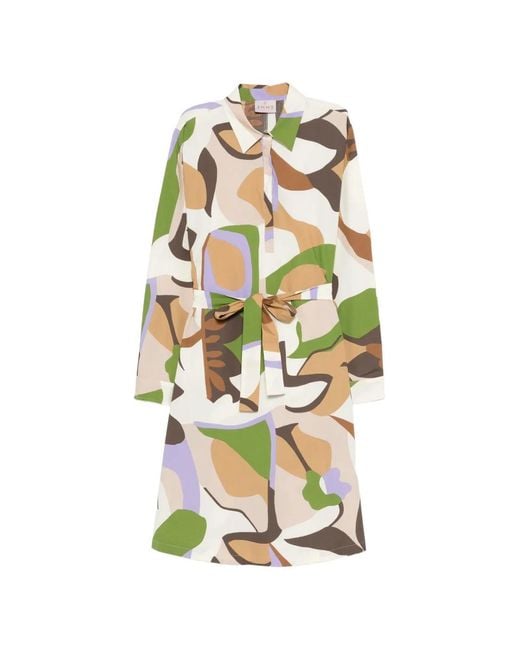 Marella White Tie-Waist Geometric-Print Midi Dress