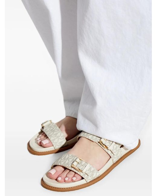 MICHAEL Michael Kors White Logo-Monogram Buckle-Strap Sandals