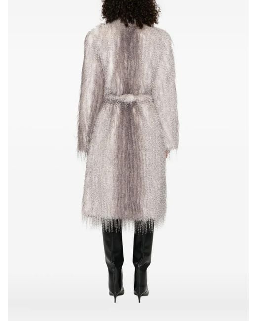 GIUSEPPE DI MORABITO ベルテッド エコファーコート Gray