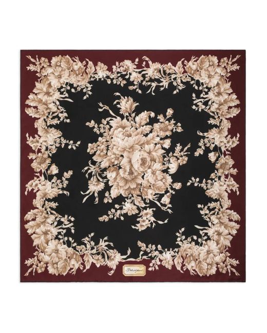 Dolce & Gabbana Zijden Sjaal Met Bloemenprint in het Black
