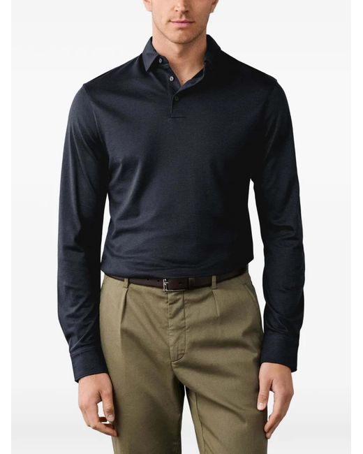 Hackett Blue Long-Sleeve Polo Shirt for men