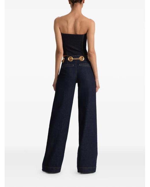 Alice + Olivia Blue Jasper Chain-Belt Jeans