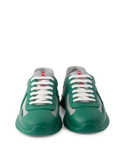 Prada Green America's Cup Soft Rubber And Bike Fabric Sneakers for men