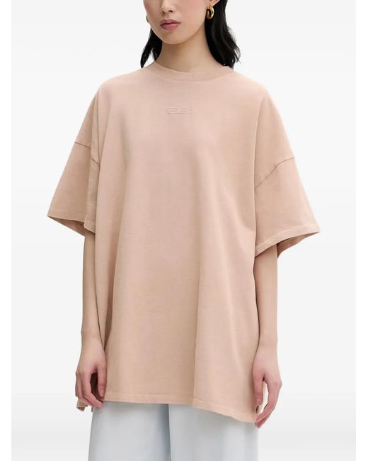 Gestuz Natural Jiogz Logo-Embroidered Oversized T-Shirt