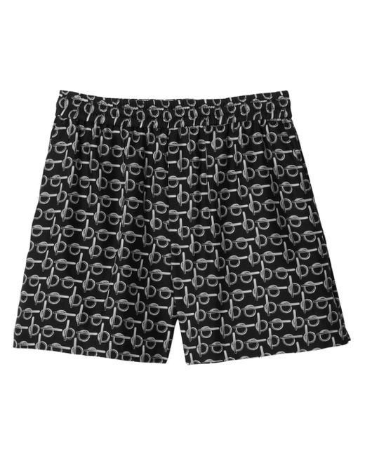 Shorts in seta con stampa di Burberry in Black