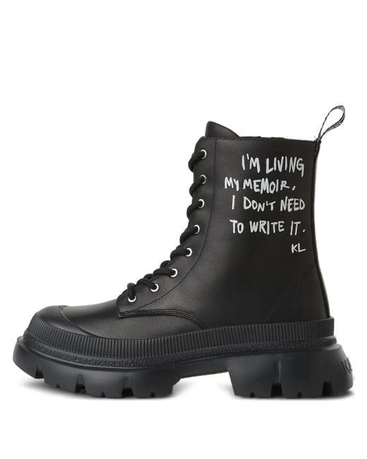Karl Lagerfeld Veterlaarzen Met Graffiti-Print in het Black