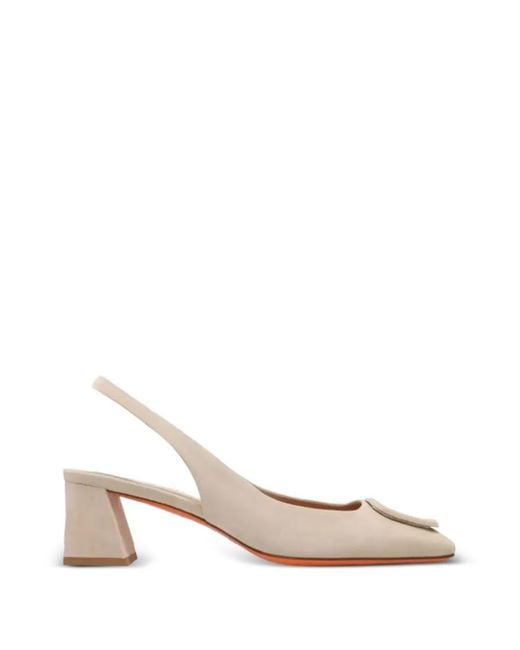 Santoni Natural Carla Buckle-Detail Slingback Pumps