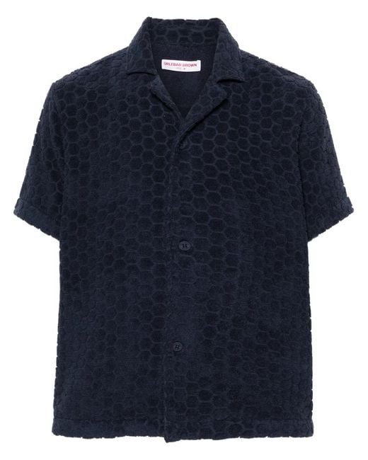 Orlebar Brown Blue Howell Geometric Pattern Shirt for men
