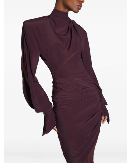 Mugler Purple Long-Sleeve Mini Dress