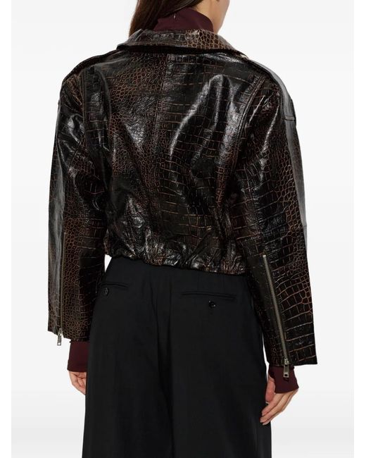 Gestuz Black Cesi Crocodile-Effect Jacket