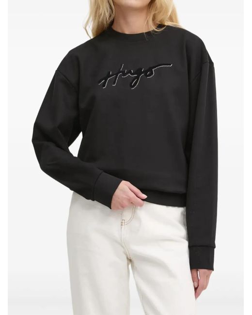 Sudadera con aplique del logo HUGO de color Black