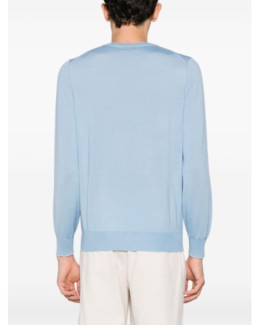 Brunello Cucinelli Blue Crew-Neck Sweater for men