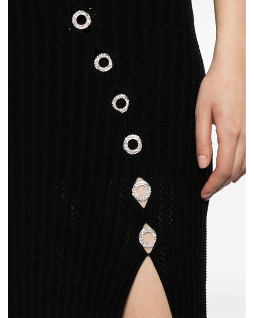 Sandro Black Crystal-embellished Ribbed-knit Maxi Dress