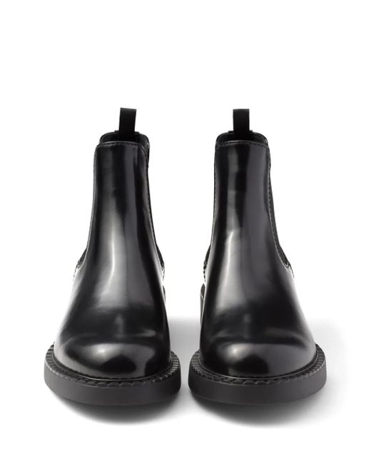 Prada Black Brushed-Finish Chelsea Boots for men