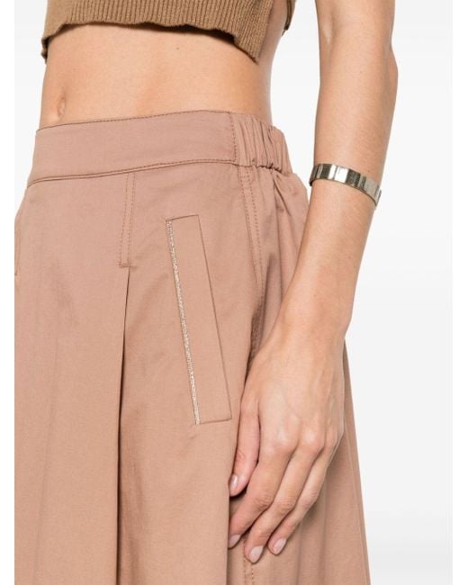Peserico Brown Bead-detail Twill Skirt