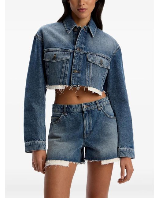 Short En Jean À Effet Usé 12 STOREEZ en coloris Blue