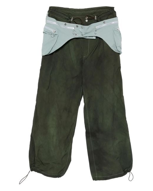 Charlie Constantinou Green Detachable-Wrap Trousers for men