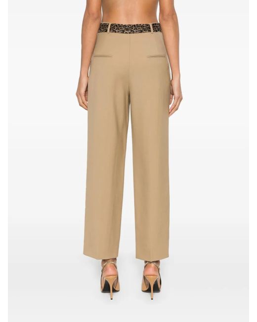 Saint Laurent Natural High Waisted Animal Print Scarf Straight-leg Pants