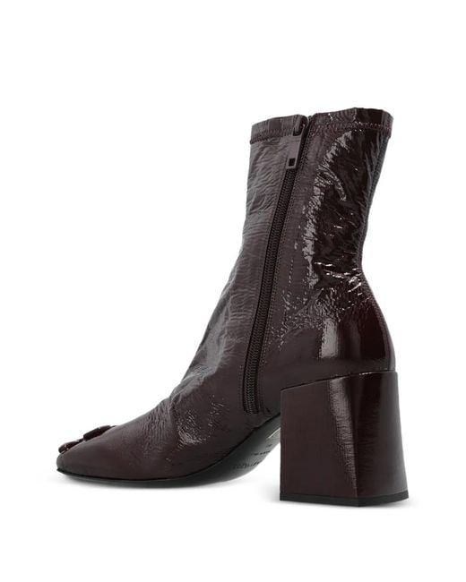 Courreges Black Bottines Réédition En Cuir À Plaque Logo