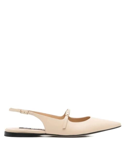 Sergio Rossi White Pointed Slingback Ballet Flats