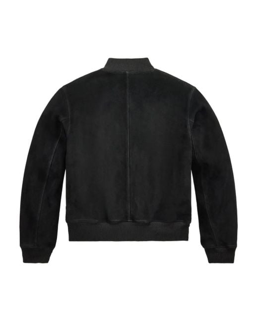 RRL Black Suede Bomber Jacket for men