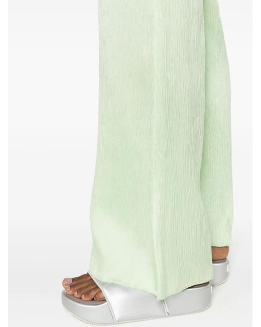 Forte_forte Green Plissé-Effect Flared Trousers