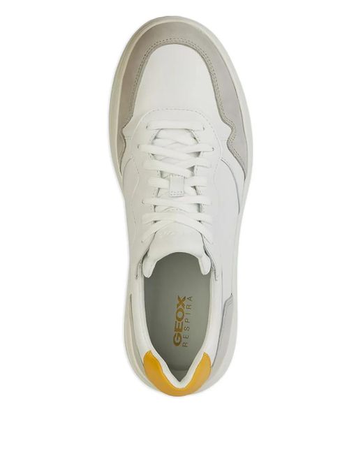 Geox White Arvier Suede Leather Panel Sneakers for men
