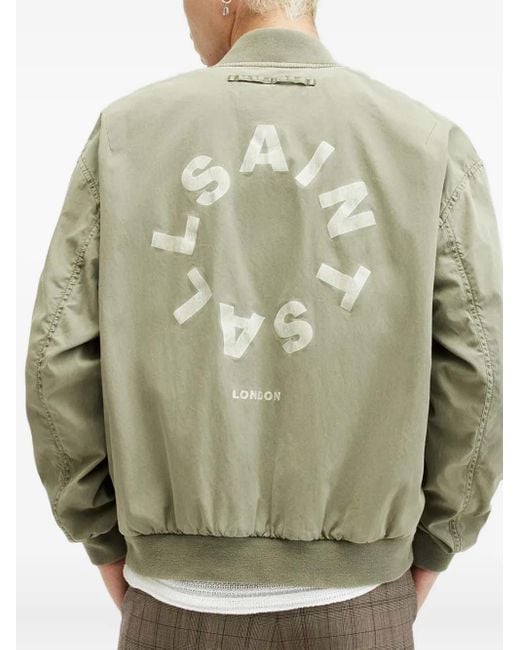 AllSaints Green Circular-Logo Bomber Jacket for men