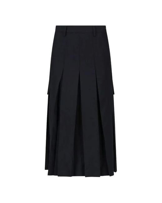 MM6 by Maison Margiela Black Pleated Midi Skirt