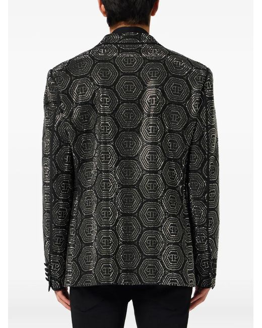 Philipp Plein Black Lord Fit Blazer Monogram for men