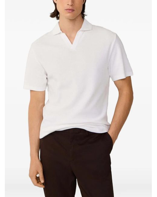 Hackett White T-Shirt En Maille Alvéolée À Col Johnny for men