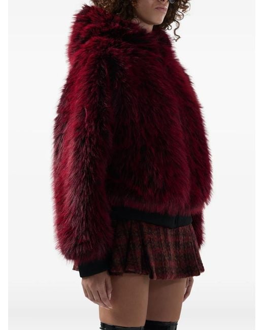 Gcds Red Fur Hood Jacket