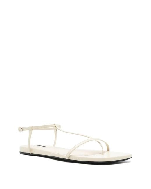 Jil Sander White Square-Toe Thong Sandals