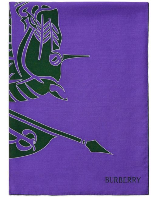 Burberry Purple Equestrian Knight-motif Scarf