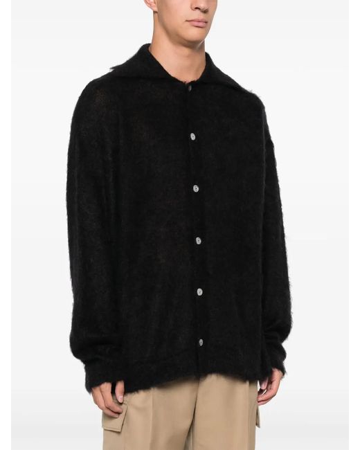 Bonsai Black Logo-Patch Buttoned Cardigan for men