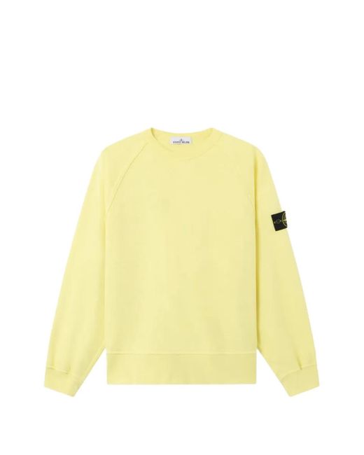 Stone Island Yellow Logo-Patch Raglan-Sleeve Sweater for men