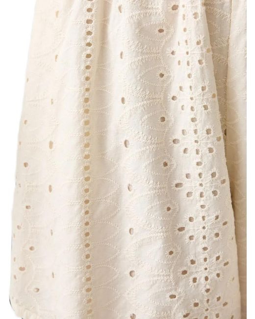 ViCOLO Natural Broderie-Anglaise Elasticated-Waist Shorts