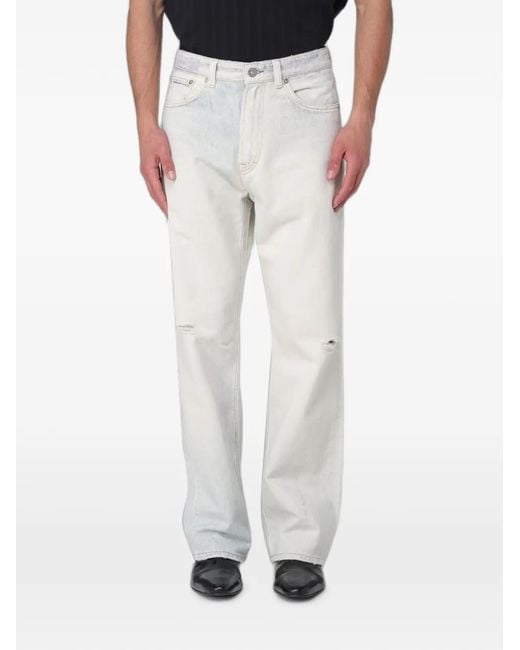 Our Legacy White Third Cut Wide-Leg Distressed Jeans for men