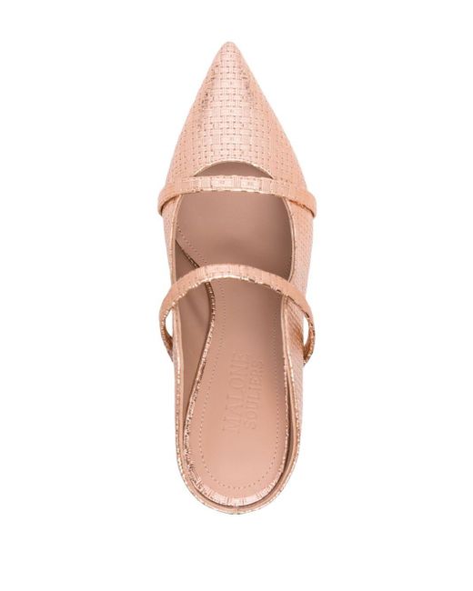 Malone Souliers Pink Interwoven-embossed Leather Mules