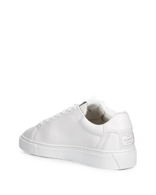 Gant White Logo-Print Leather Sneakers for men