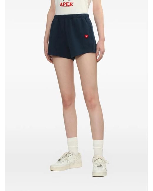 A Bathing Ape Blue Embroidered Drawstring Shorts
