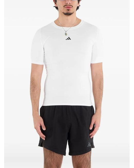 Adidas White Techfit Compression T-Shirt for men