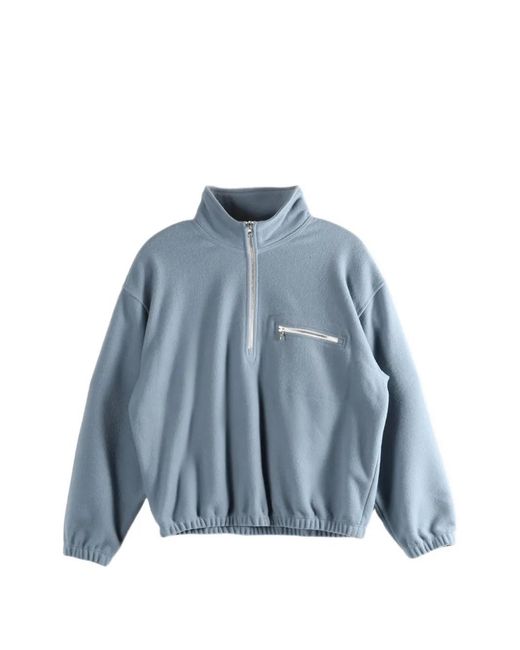 Rier Blue Sweat En Polaire À Col Zippé
