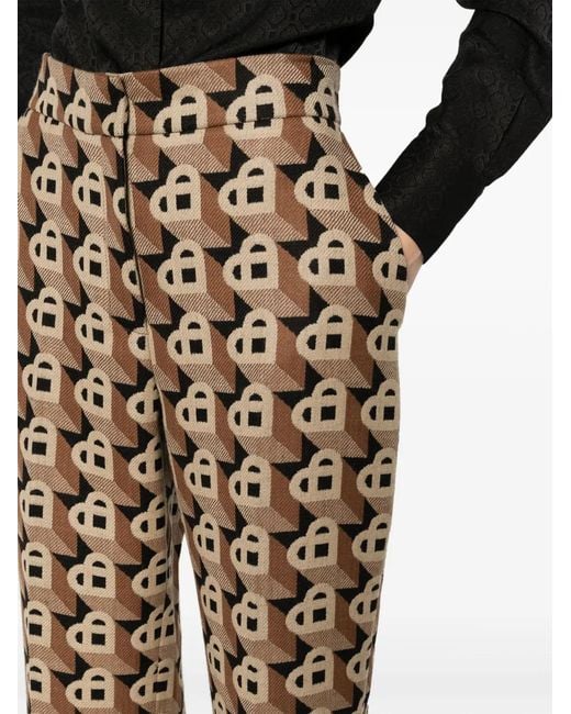 Casablanca Brown Heart-Jacquard Virgin-Wool Trousers