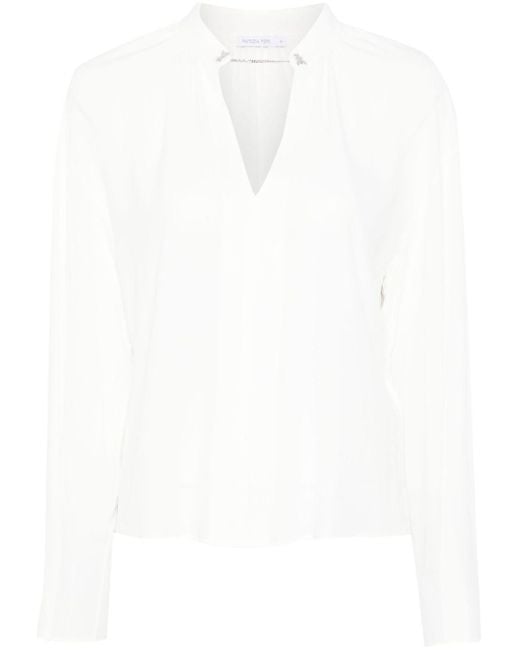 Patrizia Pepe White Cufflink-Detail Blouse