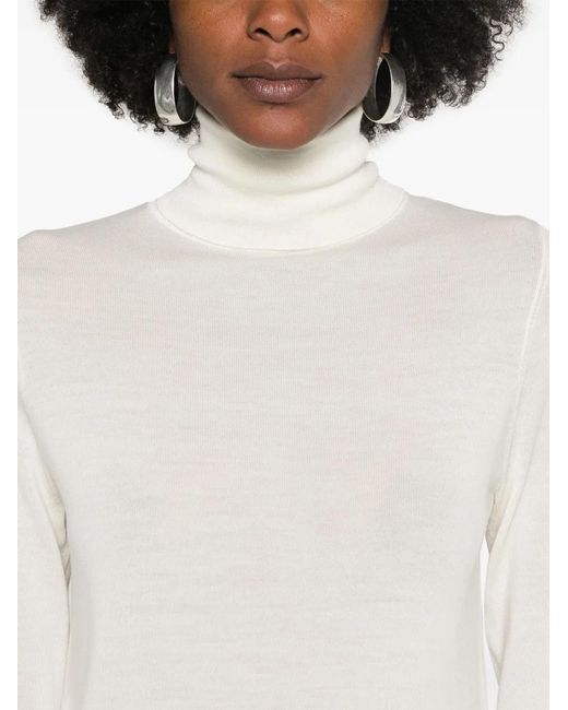 Allude White Fine-Knit Sweater