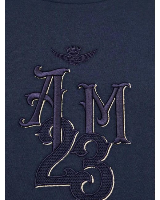 Aeronautica Militare Blue T-Shirt Mit Logo-Stickerei