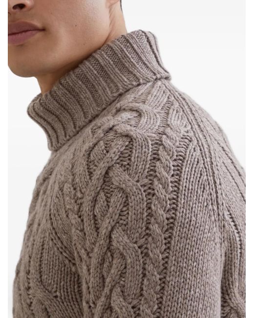 Brunello Cucinelli Pullover Mit Zopfmuster in Brown für Herren