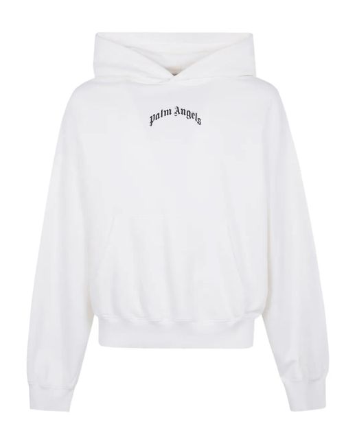 Palm Angels White Back Curved Logo Loose Hoodie for men