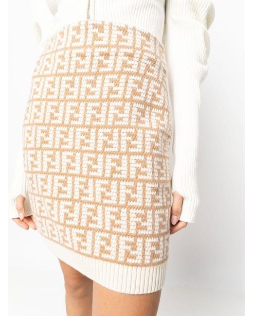 Fendi Natural Ff Crochet Skirt